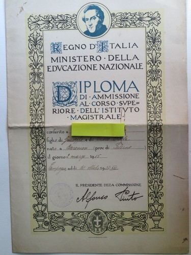 Diploma epoca fascista - diploma,